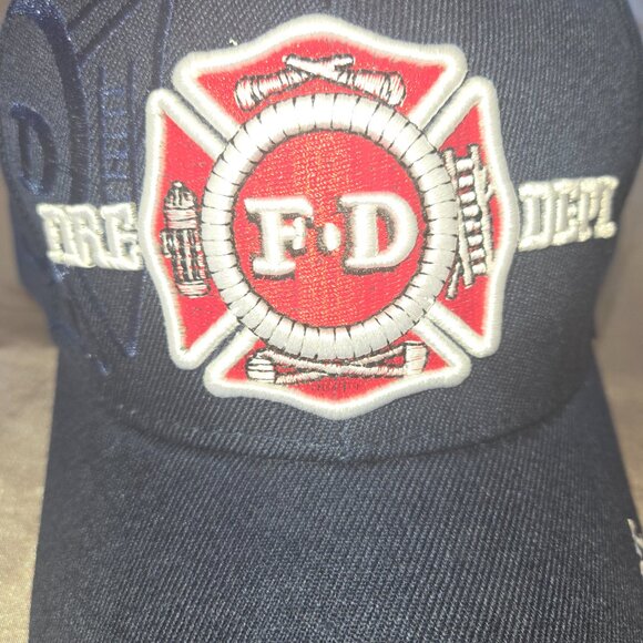 Embordered "Fire Department" Blue Ball Cap with Velcro Adjustment (NWT) - Picture 3 of 4